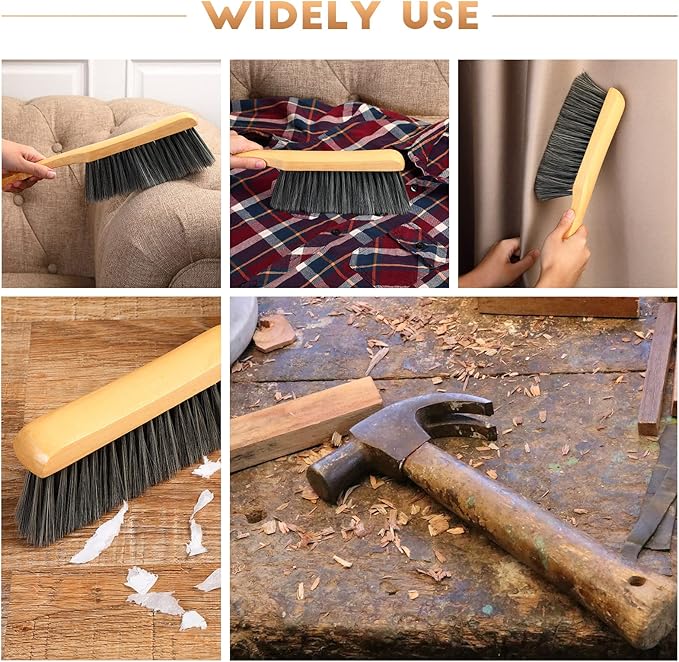 Patelai 2 Pieces Wooden Bench Brushes Fireplace Brush Natural Fiber Bench Soft