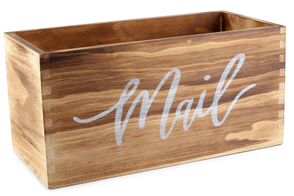 Saverstate Wood Mail Holder Storage Organizer Box, Basket for Work Desktop Letters and mail, Bills, Notes and Postcard Wood Bin for Home Entryway Office Dorm Room(Rustic Brown)
