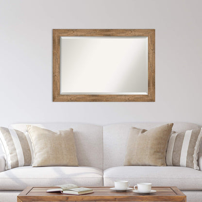 Amanti Art Brown Wall Mirror 30x42 Owl Brown Rectangle Bathroom Mirror for Wall Decor Living Room, Large Country Rustic Wood Frame, Hangs Horizonally and Vertically, Bathroom Decor, Beveled Edge