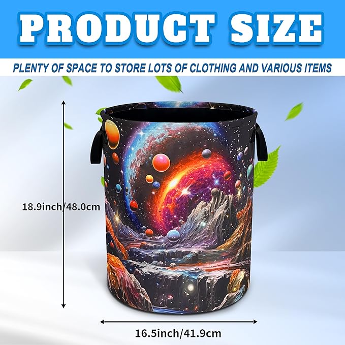 Dream Galaxy Mountains Laundry Basket Funny Oxford Cloth Laundry Hamper