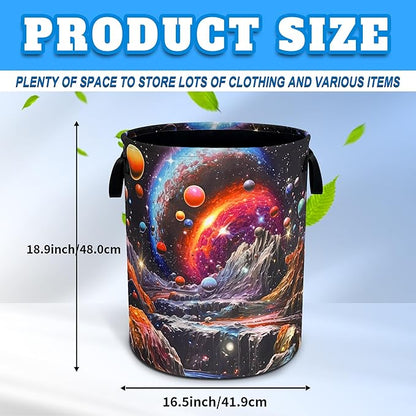 Dream Galaxy Mountains Laundry Basket Funny Oxford Cloth Laundry Hamper