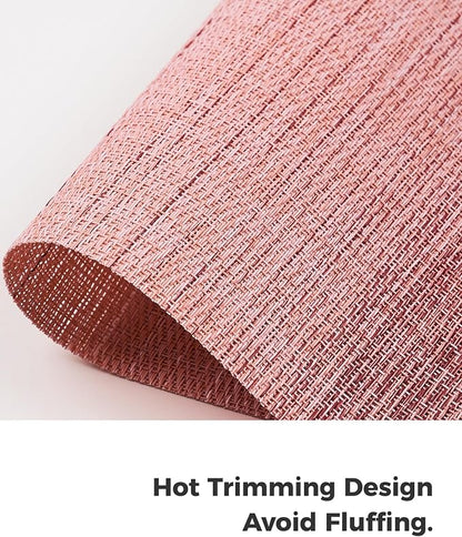 Leetaltree Gradient Pink Woven Placemats Set of 24 - Heat Resistant Non-Slip Place mats for Dining Table, Washable Durable PVC Vinyl Woven Table Mats(Gradient Pink, 24)