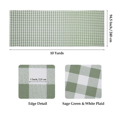 Q&J Fabric Co. Plaid Fabric 10 Yards x 94 Inch 1'' Sage Green Gingham Checkered Fabric by The Yard Precut Patchwork Sewing for DIY Craft Sewing Home Christmas Decoration