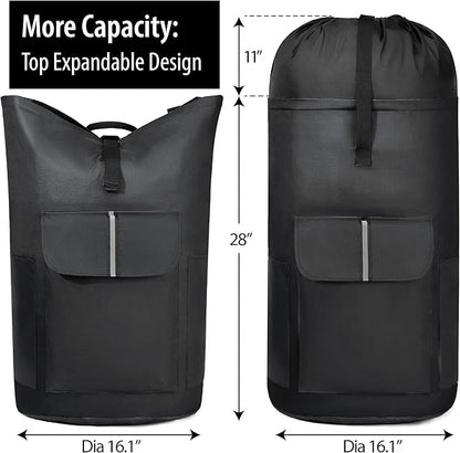 BeeGreen Black-Laundry-Bag-Backpack-Extra-Large-Heavy-Duty, 125L Portable