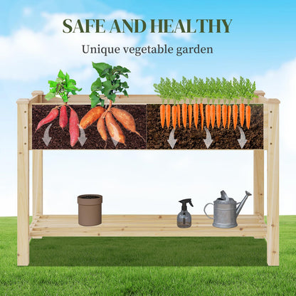 PULIJIAJU Wooden Raised Garden Bed, Planter Box with Legs, Raised Planter -Grow Herbs and Vegetables Outdoors – Naturally Rot-Resistant - Unmatched Strength Lasts Years (Natural-M)
