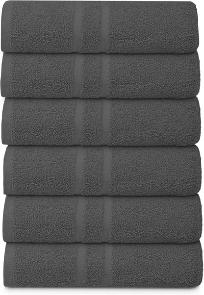 Basic Medium Bath Towels 24x48 Inches – Pack of 6 – Grey Color – Soft and