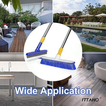 ITTAHO 12" Wide Floor Scrub and Grout Brush Set