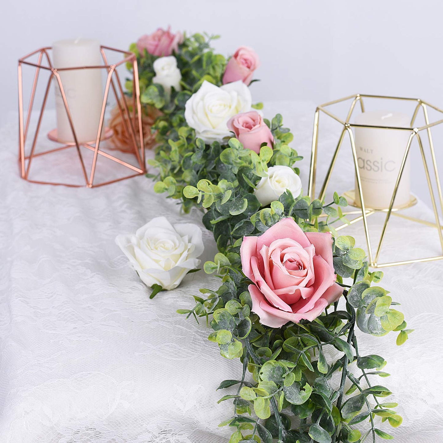 Lvydec 2 Pack Artificial Eucalyptus Garland, Fake Eucalyptus Greenery Garland Wedding Backdrop Arch Wall Decor, 5.5 Feet/Strand Fake Hanging Plant for Table Festival Party Decoration
