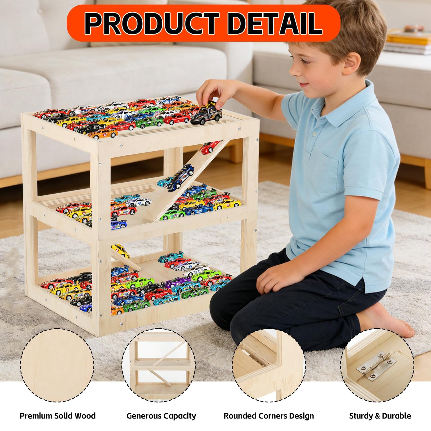 Display Case for Hot Wheels Garage & Matchbox Cars 1/64 Scale Diecast Toy Car Garage, Storage Case for Hot Wheels, Parking Diorama Toy Car Parking Ramp for 1/64 1/24 1/18
