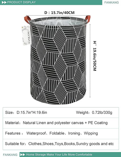 FANKANG Storage Basket, Nursery Hamper Canvas Laundry Basket Foldable