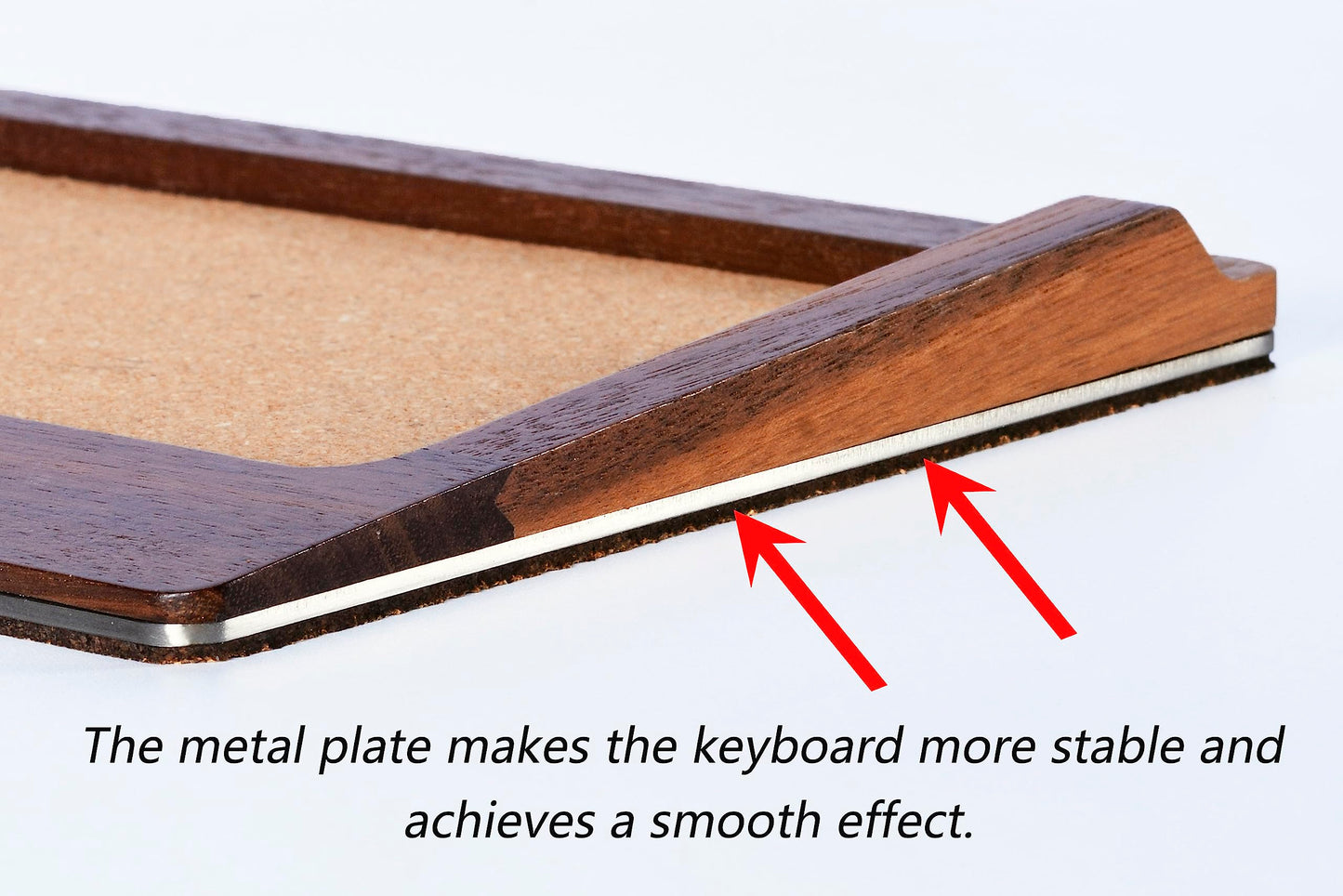 SAMDI Apple iMac Stand Base, Stainless Steel/Wooden Keyboard Tray - Magic Keyboard Mounting Platform - Black Walnut