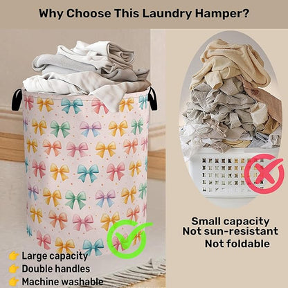 Colorful Bow Foldable Laundry Hamper