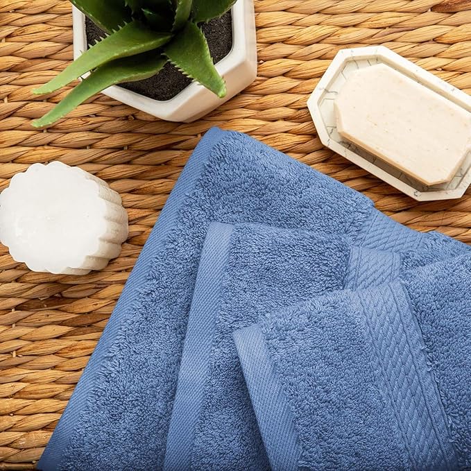 SUPERIOR Solid Egyptian Cotton Towel Set, Hand Towel 20” x 30”, Bath Towel 30”