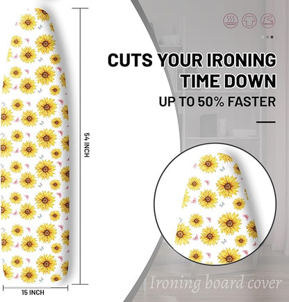 Extra Thick Ironing Board Cover and Pad, Summer Sunflowers 15x54 Ironing Board