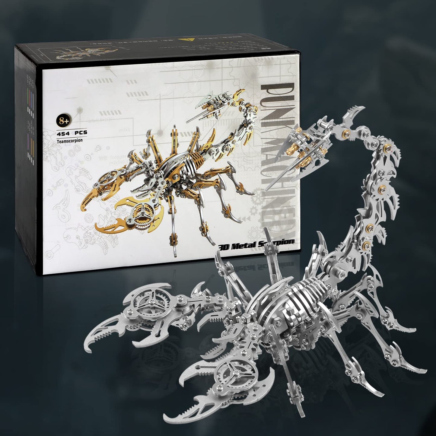 Metalkitor Scorpion 3D Metal Puzzles Kits for Adults Teens – 454 Pcs – Mechanical Assembly Models – 4 Hours to Build – Ideal for Gifts and Decorations (Silver)