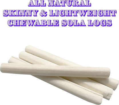 5510 Pk8 Small Sola Logs - Handcut Skinny Stick Bird Foot Toys, Made from air Dried Piece of Natural sola Wood, Lightweight, Versatile, Break Apart by Hand, Great Fun for Small and med Size pet Birds