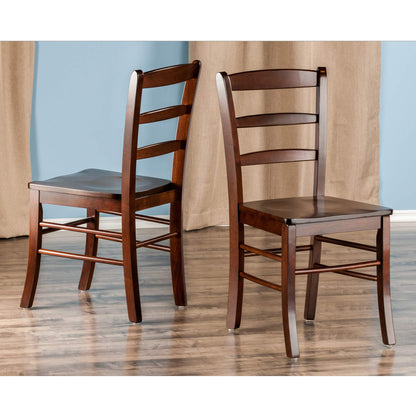 Winsome Benjamin Ladder Back Chair Set of 2 in Walnut, Classic Backed Kitchen & Dining Room Chairs, Simple & Elegant Home Seating Solution, Great for Office, Hallway, Bedroom