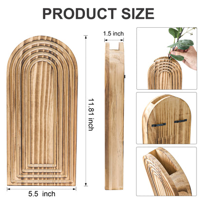 DREAMLOOM 2 Pack Wooden Wall Vases with Fake Plants, Wall Hanging Planters Boho Modern Farmhouse Indoor for Narrow Spaces Entryway Bathroom Home Office Decoration, White
