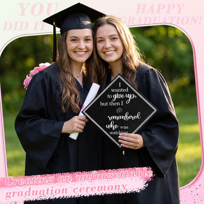 Dunzoom Black 16 Pcs Graduation Cap Decorations Kit Glitter DIY Cardstock Paper Letter Sticker for Graduation Hat Topper