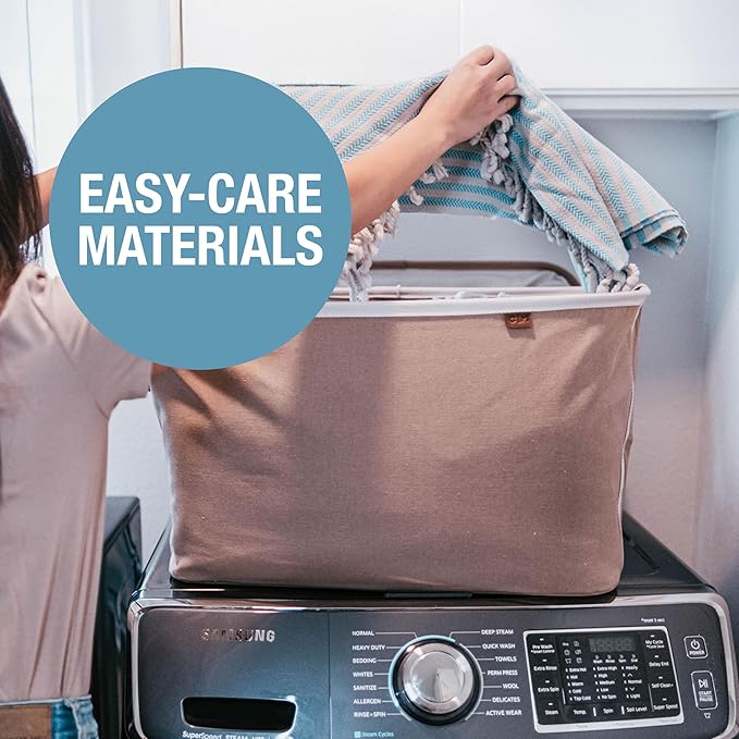 CleverMade Collapsible Laundry Basket LUXE 2 Pack – 60 L Foldable Cotton Blend
