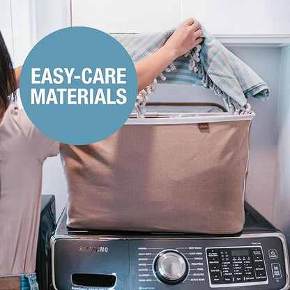 CleverMade Collapsible Laundry Basket LUXE 2 Pack – 60 L Foldable Cotton Blend