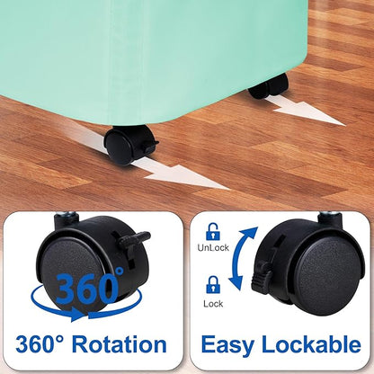 Slim Laundry Hamper with Lid and Wheels, Small Rolling Laundry Basket with