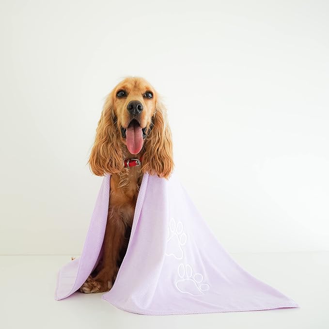 Luzia Unconditional Love | Premium Pet Drying Towel | Ultra Absorbent and Soft Microfiber Towel for Dogs and Cats (Lilac)