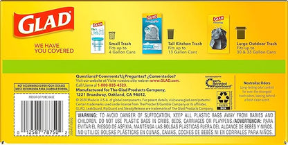 Glad ForceFlex Tall Kitchen Drawstring Trash Bags, 13 Gal, Gain Original
