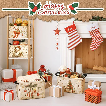 4 Pack Christmas Storage Bin Collapsible Large Christmas Storage Baskets