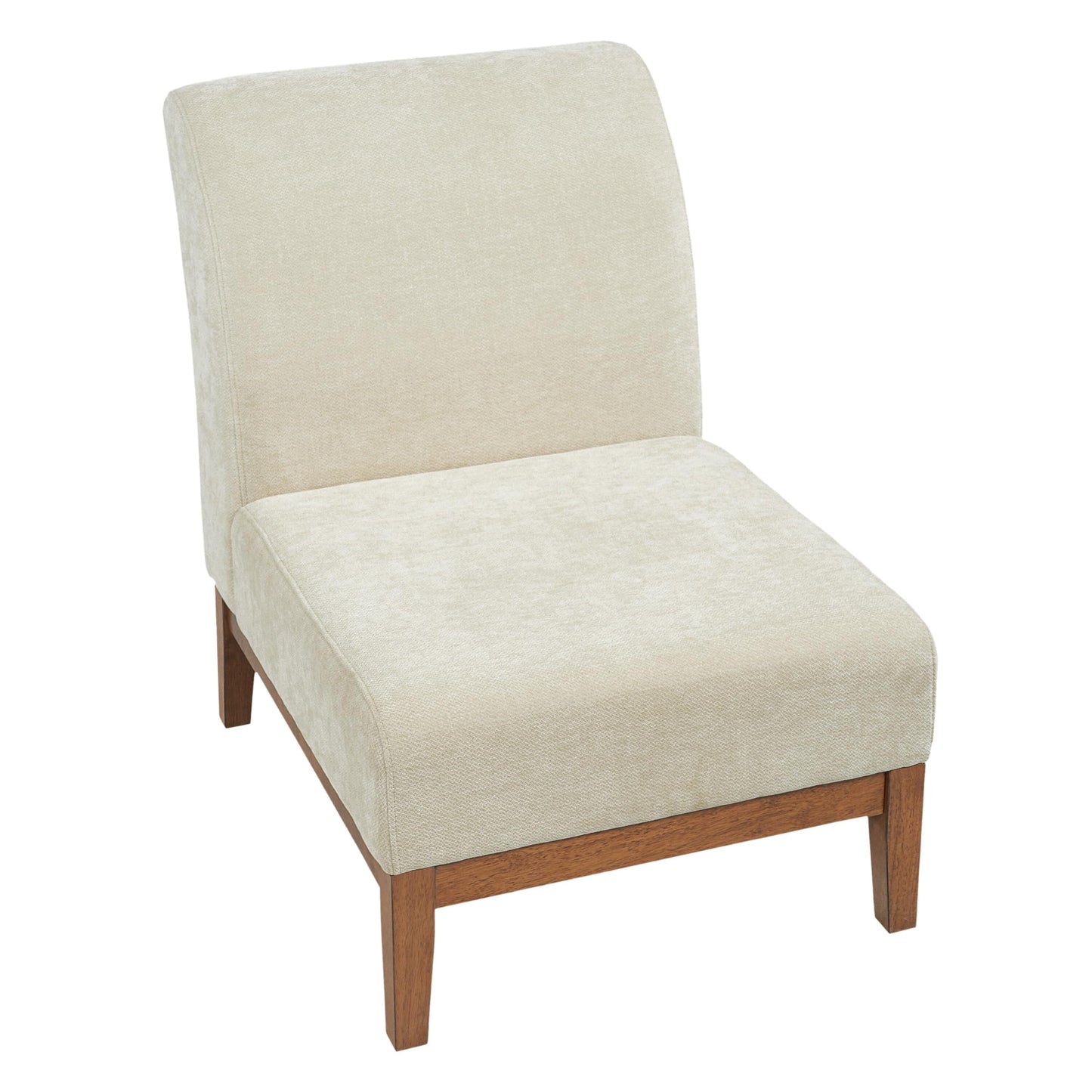 Christopher Knight Home Lynnex Modern Accent Chair for Living Room, Fabric Upholstered Single Lounge Sofa Chair with Wooden Frame, Comfy Reading Chair for Bedroom, Lounge Armless Chair, Beige+Walnut