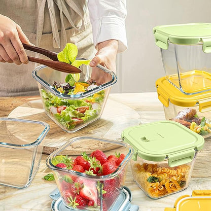 Glass Soup Containers with Lids 32 oz, 4 Cup Glass Storage Containers, Tall