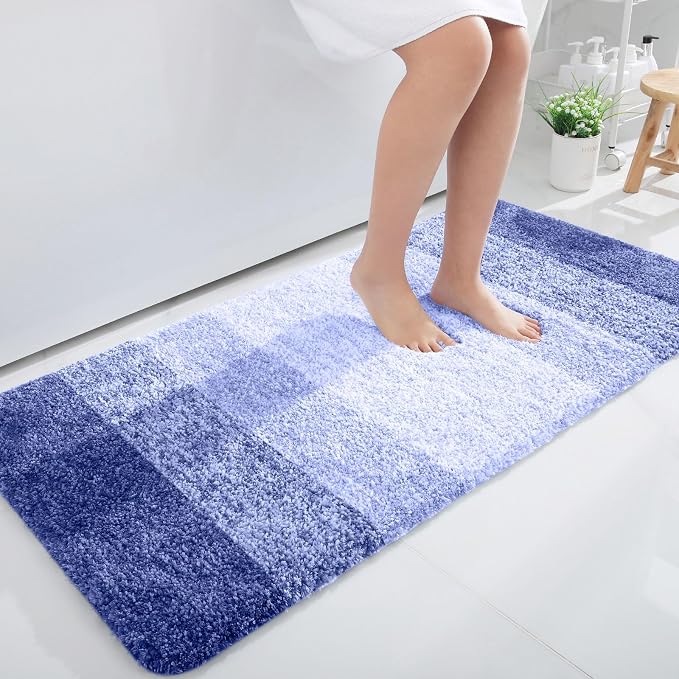 OLANLY Large Bathroom Rugs Mat 45x27, Extra Soft Absorbent Microfiber Bath Rugs, Rubber Backing, Quick Dry, Machine Washable Bath Mats for Bathroom, Tub and Shower, Home Decor Accessories, Blue-Violet
