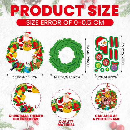 Fullhawl 48 Set Christmas Wreath Craft Kits DIY Christmas Photo Frame Ornament with Assorted Stickers Make You Own Wreath Crafts for Boys Girls Church Favor Home Classroom Xmas Gift