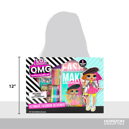 LOL Surprise! OMG Flawless Fashion Sketchbook by Horizon Group USA, DIY Craft Kit, Learn Pattern Making & Drawing, Includes Sketchbook, Stencils, Art Pages, Repositionable Stickers & More