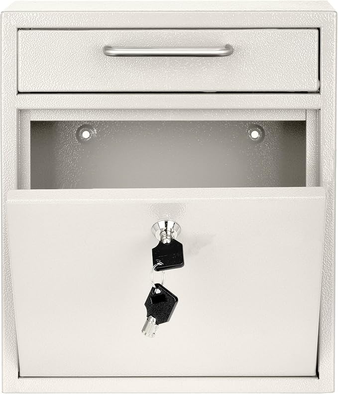AdirOffice Wall Mount Mailbox - Mailbox with Lock and Keys- Durable Wall Mounted Locking Mailbox and Cash Drop Box for House, Apartments and Bussiness After Hours Deposits