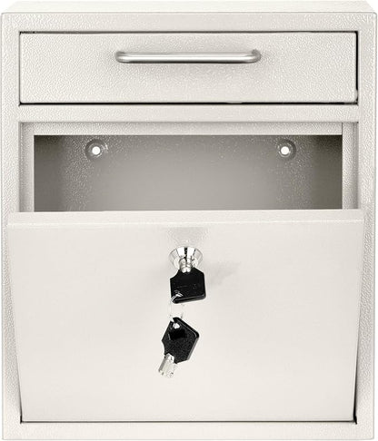 AdirOffice Wall Mount Mailbox - Mailbox with Lock and Keys- Durable Wall Mounted Locking Mailbox and Cash Drop Box for House, Apartments and Bussiness After Hours Deposits