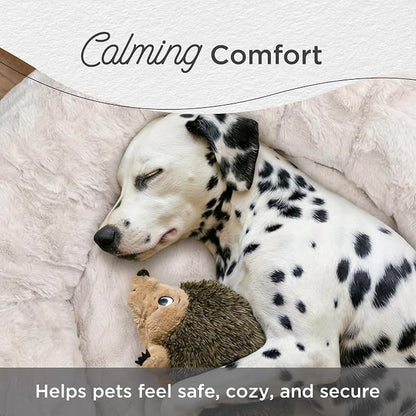 Best Friends by Sheri The Original Calming Donut Dog Bed for Extra-Large Dogs up to 150 lbs, Lux Faux Fur, Oyster, 45" x 45"