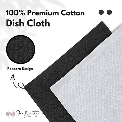Infinitee Xclusives Premium Dish Cloth 100% Cotton 12 x 12 Inches |Pack of 4|