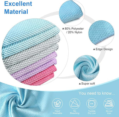 Niveaya Microfiber Glass Cleaning Cloth, Stainless Steel Windshield Shower
