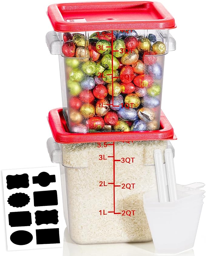 4QT NSF Food Storage Containers: 2 PCS Commercial Clear Food Storage Containers