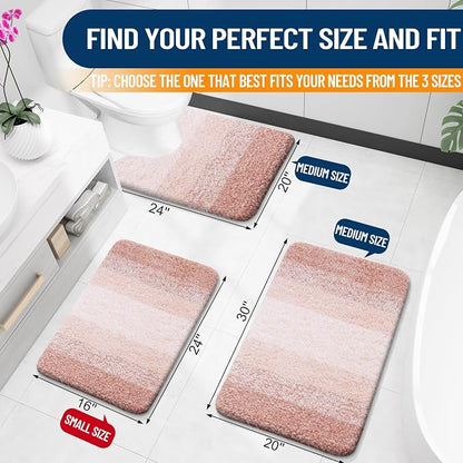 OLANLY Bathroom Runner Rugs Mat 47x20, Extra Soft Absorbent Microfiber Bath Rugs, Rubber Backing, Quick Dry, Washable Long Bath Mats for Bathroom Floor, Tub and Shower, Home Decor Accessories, Peach