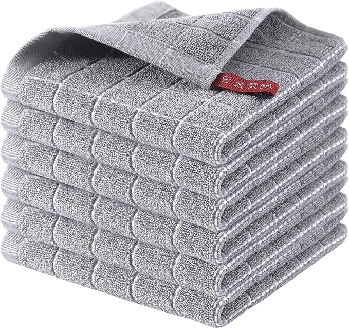 Homaxy 100% Cotton Terry Kitchen Dish Cloths, Ultra Soft and Absorbent Dish