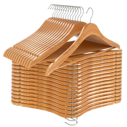 Utopia Home Premium Wooden Hangers 30 Pack - Durable & Slim Coat Hanger - Suit Hanger with 360-Degree Rotatable Hook - Wood Hangers with Shoulder Grooves (Natural Color)