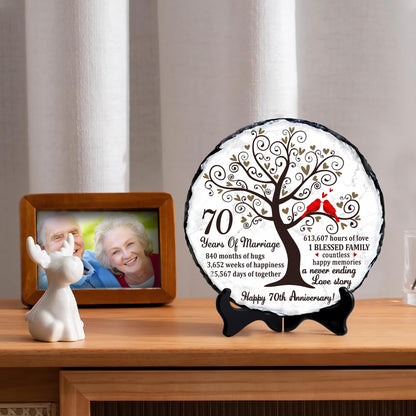Bozspacer Platinum Couple Slate Plate – 70th Wedding Gifts for Parents & Couples – Unique 70th Anniversary Wedding Gift Ideas – 70 Years of Marriage Decoration, Keepsake, Plaque (Platinum Anniversary)