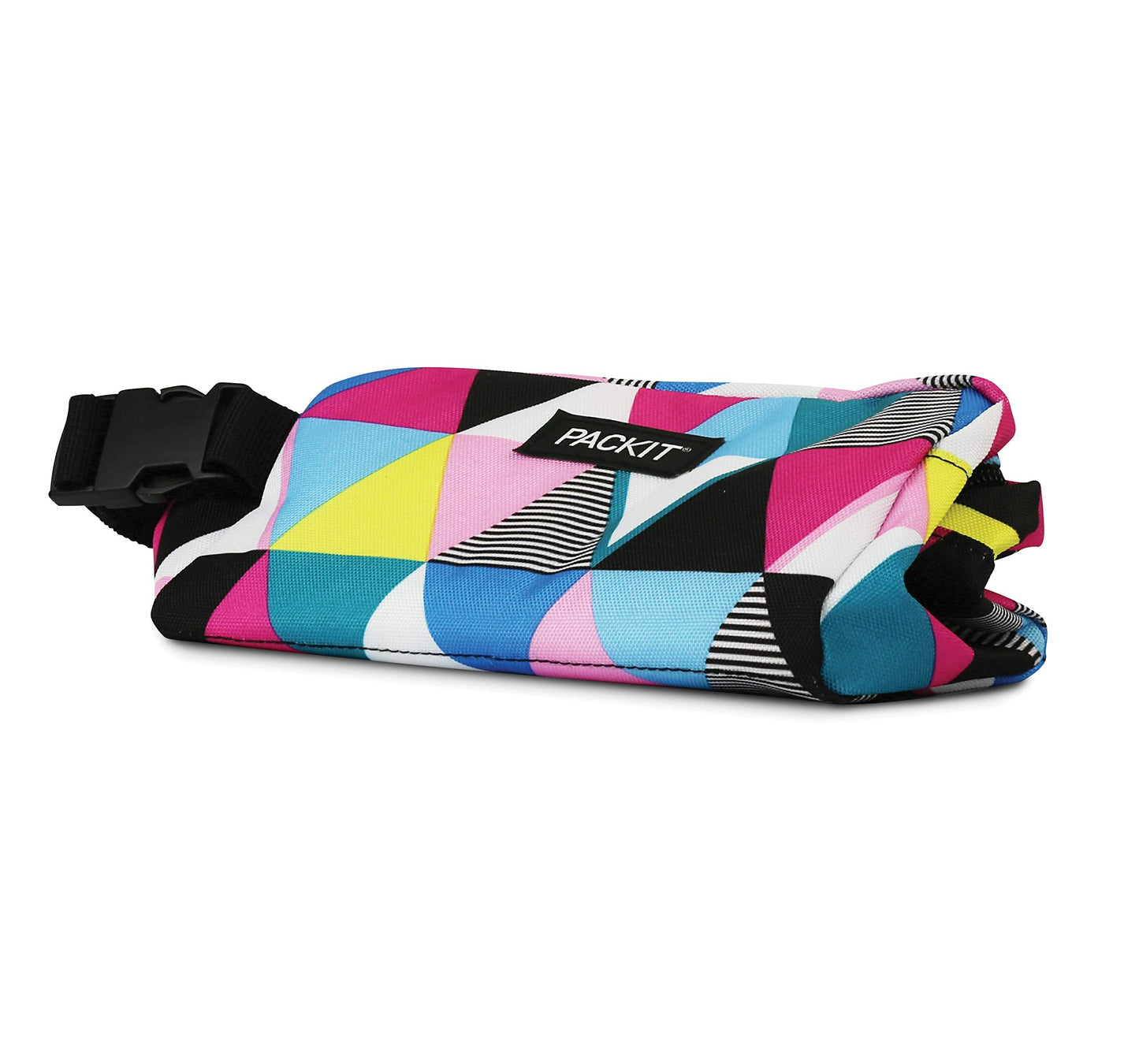 PackIt Freezable Snack Box, Triangle Stripes, Built with ECOFREEZE Technology, Collapsible, Reusable, Zip Closure with Buckle Handle, Great for All Ages and Fresh Snacks on the go
