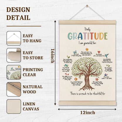 DOI-LANEE Inspirational Motivational Daily Gratitude Poster Hanger Frame, Mental Health Affirmation Wall Art 16x12 Inch, Therapy Counseling Office Wall Decor, Psychology Gifts