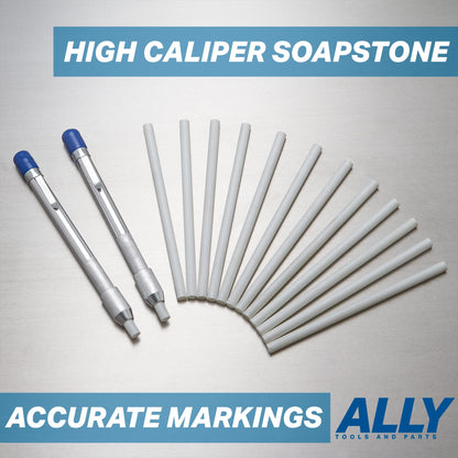 ALLY Tools Two Round Soapstone Holder with 14 Welding Quality Round Soapstone Pens Refills for Welders - Perfect for Making Removable Markings on Steel, Aluminum, and Cast Iron