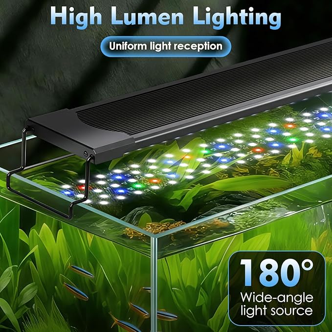 AQQA LED Aquarium Light 36W for 24-32 Inch Fish Tank, 24/7 Mode&DIY Mode Full Spectrum Fish Tank Light, IP68 Waterproof High Lumen Aquarium Plant Light, Adjustable Brightness/Timer, Memory Function