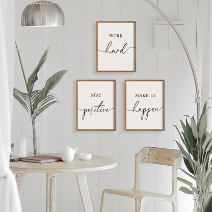 Heiple Motivational Wall Art 11"x14" Framed Wooden Inspirational Office Wall Decor for Men Picture Poster Positive Work Hard Quote Wall Decor for Home Office Bedroom (Brown, 11”x14”)