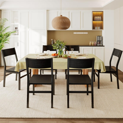 Feonase Dining Chairs Set of 6, Modern Kitchen Chairs with Ergonomic Backrest, MDF Board and Metal Legs, Dinner Chairs for Dining Room, Kitchen and Living Room, Easy Assembly, Black